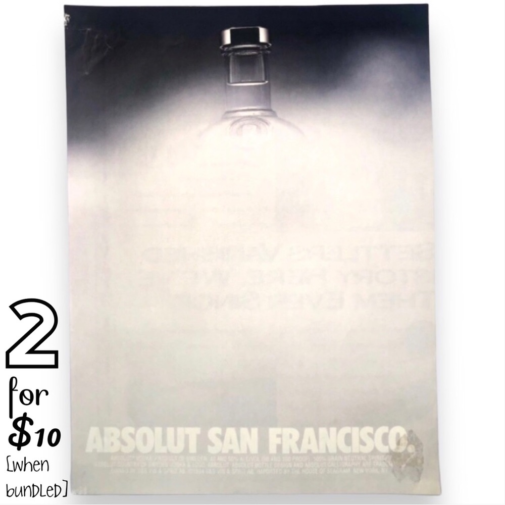 🔵[Absolut Vodka] ABSOLUT SAN FRANCISCO Original 1994 Vintage Magazine Ad
